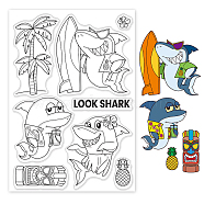 PVC Plastic Stamps, for DIY Scrapbooking, Photo Album Decorative, Cards Making, Stamp Sheets, Shark Pattern, 16x11x0.3cm(DIY-WH0167-56-782)
