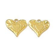 Ion Plating(IP) 304 Stainless Steel Pendants, Heart Charm, Real 18K Gold Plated, 24x25.5x2mm, Hole: 3mm(STAS-B031-32G)