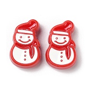 Christmas Decorations Theme Opaque Acrylic Bead with Enamel, White, Snowman, 25x16x8.5mm, Hole: 3.5mm(OACR-Z021-01C)