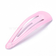 Spray Painted Iron Snap Hair Clips, with Enamel, Pink, 46.5x13mm(X-OHAR-S195-16I)