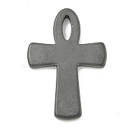 Religion Synthetic Non-Magnetic Hematite Pendants, Ankh Cross Charms, Original Color, 50x34.5x4mm, Hole: 11x4mm(G-C136-01)