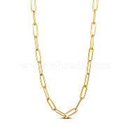 SHEGRACE Brass Paperclip Chain Necklaces, with Lobster Claw Clasps, Golden, 14.96 inch(38cm), 3.3mm(JN975A)