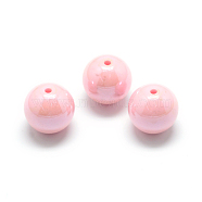 Pearlized Style Acrylic Beads, Round, Pink, 10mm, Hole: 2mm, about 920pcs/500g(MACR-S826-10mm-C)