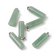 Natural Green Aventurine Pendants, with Platinum Tone Brass Findings, Column Charm, 27x8mm, Hole: 6x3.2mm(G-E135-02P-02)