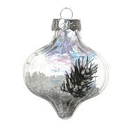 Transparent Plastic Fillable Ball Pendants Decorations, Christmas Tree Hanging Ornament, Lantern, 100x78mm(XMAS-PW0002-04E)