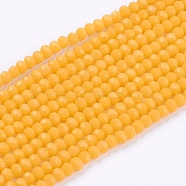 Opaque Solid Color Glass Bead Strands, Imitation Jade, Faceted, Rondelle, Orange, 3x2mm, Hole: 0.8mm, about 185~190pcs/strand, 15.5~16 inch(39.3~40.6cm)(GLAA-F078-A05)