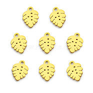 Vacuum Plating 201 Stainless Steel Charms, Laser Cut, Leaf, Golden, 9.5x7.5x1mm, Hole: 1.2mm(STAS-Q243-LM122-2)