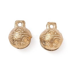 Brass Bell Pendants, Round with Tiger Face, Raw(Unplated), 19x16x12mm, Hole: 2mm(KKB-A003-16mm)