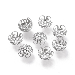 316 Stainless Steel Fancy Bead Caps, Hollow, 5-Petal, Flower, Stainless Steel Color, 8x8x4mm, Hole: 1mm, about 45pcs/5g(X-STAS-K194-04P)