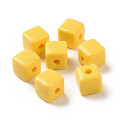 Opaque Acrylic Beads, Cube, Gold, 12.2x12.2x12.2mm, Hole: 3.7mm, about 288pcs/500g(OACR-E015-02E)
