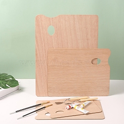 Rectangular Unfinished Wood Watercolor Oil Palette, Paint Tray Thumb Holder, Beige, 24x18x0.3cm(PW-WG10467-01)