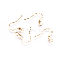 Ion Plating(IP) 304 Stainless Steel Earring Hooks, Flat Earring Hooks, with Horizontal Loop, Golden, 16x16.5x2.5mm, Hole: 2mm, 22 Gauge, Pin: 0.6mm(STAS-I120-22A-G)