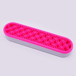 Multipurpose Silicone Storage Box, for Cosmetics Brush Holder, Pen Holder, Toothbrush Holder, Lipstick Holder, Rectangle Oval, Camellia, 21.2x5x3.4cm(AJEW-WH0126-40B)