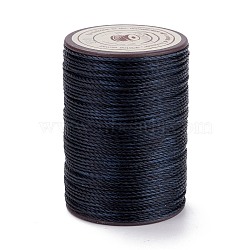Round Waxed Polyester Thread String, Micro Macrame Cord, Twisted Cord, for Leather Sewing Stitching, Midnight Blue, 0.8mm, about 54.68 Yards(50m)/Roll(YC-D004-02E-055)