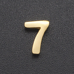 201 Stainless Steel Charms, for Simple Necklaces Making, Laser Cut, Number, Golden, Num.7, 8x6x3mm, Hole: 1.6mm(STAS-R109-JA432-7-2)