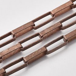 Unwelded Iron Paperclip Chains, Flat Oval, Drawn Elongated Cable Chains, with Spool, Red Copper, 19x7x4mm, about 32.8 Feet(10m)/roll(CH-S125-03A-R)