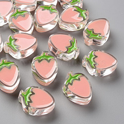 Transparent Enamel Acrylic Beads, Strawberry, Light Salmon, 25.5x19x9mm, Hole: 3.5mm(TACR-S155-003C)