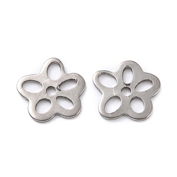 201 Stainless Steel Charms, Flower, Stainless Steel Color, 10.5x10.5x0.9mm, Hole: 1.4mm