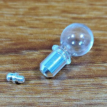 Empty Glass Bottle Pendant Decoration, Wishing Bottle, with Brass Screw Caps, Round, Silver, Silver, 28x12mm, Hole: 2mm, Ball: 6mm In Diameter