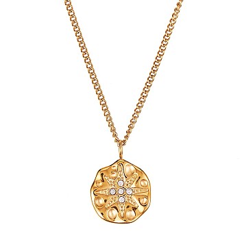 Clear Cubic Zirconia Star Pendant Necklace, Titanium Steel Jewelry for Women, Golden, 15.75 inch(40cm)