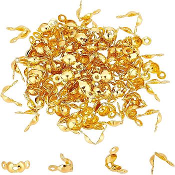 304 Stainless Steel Bead Tips, Calotte Ends, Clamshell Knot Cover, Golden, 8x4mm, Hole: 1.5mm, 100pcs/box