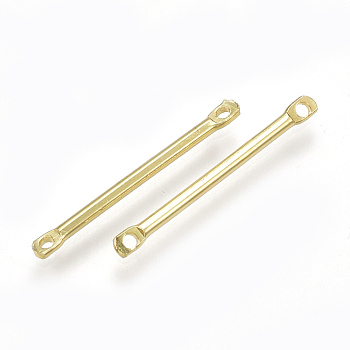 Brass Links connectors, Real 18K Gold Plated, 20x2x1.5mm, Hole: 1mm