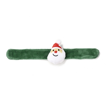 Christmas Slap Bracelets, Snap Bracelets for Kids and Adults Christmas Party, Santa Claus/Father Christmas, Green, 24.5x2.5x0.2cm