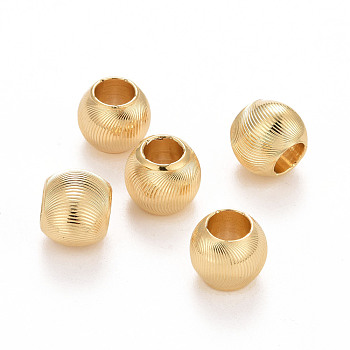 Eco-Friendly Brass Cat Eye Beads, Large Hole Beads, Long-Lasting Plated, Lead Free & Cadmium Free, Real 24K Gold Plated, 10x8mm, Hole: 4.7mm