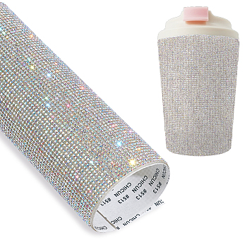 Self-Adhesive Rhinestone Stickers, Crystal Gems Decals, for Vehicle Decoration, Flat Round, Clear AB, 240x200x1.5mm