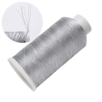 Nylon Metallic Thread, Embroidery Thread, 6-Ply, Silver, 0.4mm, about 699.91 yards(640m)/roll