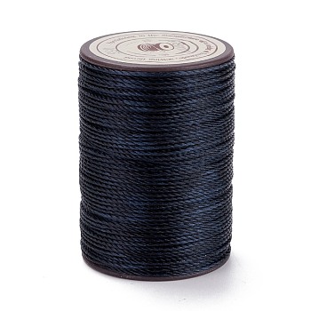 Round Waxed Polyester Thread String, Micro Macrame Cord, Twisted Cord, for Leather Sewing Stitching, Midnight Blue, 0.8mm, about 54.68 Yards(50m)/Roll