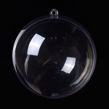 Openable Transparent Plastic Pendants, Fillable Plastic Bauble Christmas Ornament, Round, Clear, 21.7x20cm, Hole: 10mm, Inner Size: 19.6cm