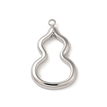 304 Stainless Steel Pendants, Gourd Charm, Stainless Steel Color, 22.5x14x2mm, Hole: 1.5mm