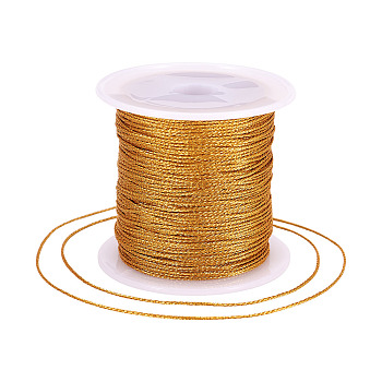 2 Rolls Round PET Metallic Thread, Gold, 0.8mm, about 27.34 Yards(25m)/roll