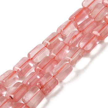 Cherry Quartz Glasse Beads Strands, Rectangle, 8~9x6.5~7x4mm, Hole: 0.8mm, about 45pcs/strand, 15.16 inch(38.5cm)