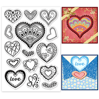 PVC Plastic Stamps, for DIY Scrapbooking, Photo Album Decorative, Cards Making, Stamp Sheets, Heart Pattern, 16x11x0.3cm