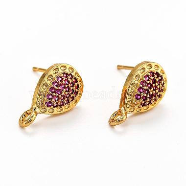 Golden Crimson Others Brass+Cubic Zirconia Stud Earring Findings