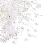 100Pcs 10 Styles Brass Studs Earrings Finding, Lead Free & Cadmium Free, Round, with 100pcs Plastic Ear Nuts, 925 Sterling Silver Plated, 13.5~14x3~8mm, Pin: 12x1mm(KK-TA0001-83)