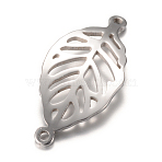 Tarnish Resistant 201 Stainless Steel Links connectors, Leaf, Stainless Steel Color, 29x14x1mm, Hole: 1mm(X-STAS-S059-19B)
