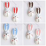 Handmade Porcelain Big Pendants, Rabbit Charms, Mixed Color, 53x22x13mm, Hole: 3mm(PORC-C010-08)