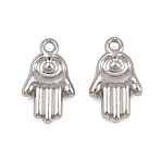 304 Stainless Steel Charms, Hamsa Hand Charms, Stainless Steel Color, 14.5x9x3mm, Hole: 1.2mm(SA-CBA9E6A-04P)