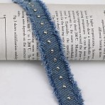 Denim Fabric Ribbon, with Alloy Finding, for Clothing Decoration, Light Steel Blue, 1 inch(25mm), 1.7 yards(DIY-WH0060-41A-02)