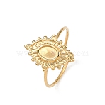 304 Stainless Steel Cuff Ring Components, Pad Ring Setting, Ion Plating(IP), Horse Eye, Real 18K Gold Plated, Tray: 6x4mm, Inner Diameter: 18mm(STAS-A191-03G)