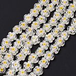 Handmade Millefiori Glass Bead Strands, Flower, Clear, 10~12x2.6mm, Hole: 1mm, about 40pcs/strand, 15'(38cm)(LAMP-J035-10mm-48)