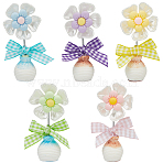 5Pcs 5 Colors Cute Plastic Shaking Head Flower Ornament, Resin Vase Base for Car Interior Decorations, Mixed Color, 15x80mm, 1pc/color(AJEW-CN0006-02)