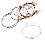6Pcs 6 Colors Bohemian Cotton Cord Braided Bracelets,  Double Layer Bracelets for Women, Mixed Color, Inner Diameter: 11.02 inch(28cm), 1pc/color(BJEW-TA0001-28)