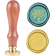 Wax Seal Stamp Set, Sealing Wax Stamp Solid Brass Head,  Wood Handle Retro Brass Stamp Kit Removable, for Envelopes Invitations, Gift Card, Flower, 80x22mm(AJEW-WH0131-877)