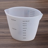 Silicone Measuring Cups, with Scale & Double Spout, Resin Craft Mixing Tools, White, 140x95x100mm, Inner Diameter: 138x90mm, Capacity: 500ml(16.91fl. oz)(DIY-C073-01C)