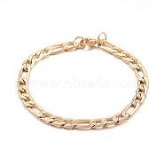 304 Stainless Steel Bracelets, Figaro Chains, with Lobster Clasp, Golden, 7-7/8 inch(20cm), 6mm(BJEW-G544-01G)