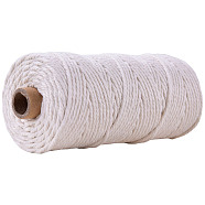 100M Cotton String Threads for Crafts Knitting Making, Ghost White, 3mm, about 109.36 Yards(100m)/Roll(KNIT-YW0001-01L)